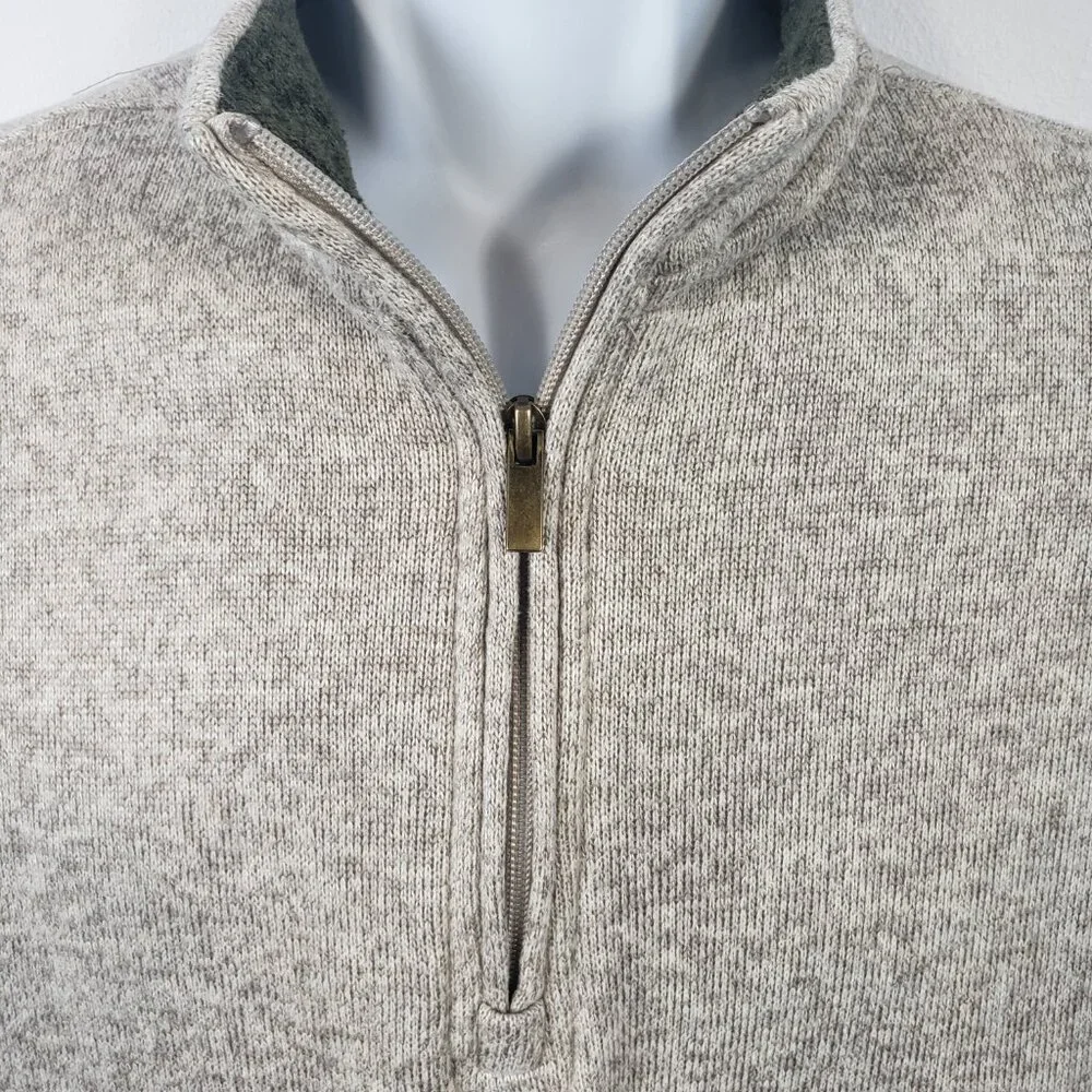 Grove & Hollow Men's Large L Zippered Pullover Sweater Long Sleeve Beige / A254